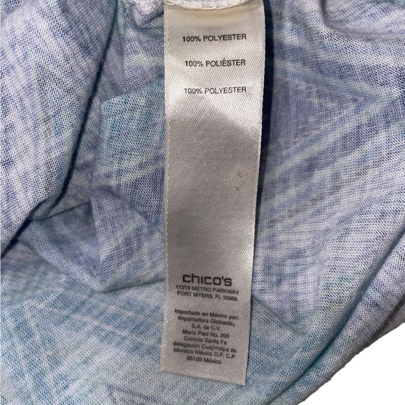 SOLD Chico's Blue Chevron Top SparkleV-Neck Sheer Slightly Flutter Sleeve Sz1 - Picture 7 of 7